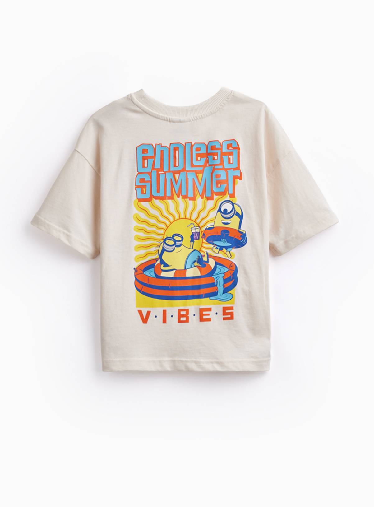 Cream Minions Graphic T-Shirt & Shorts Set 3-4 Years - Image 2